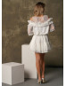 Ivory Tulle Mini Party Dress With Ruffles